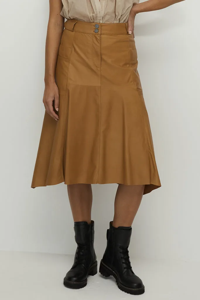 Hudson High-Rise Skirt Toasty Caramel Leather - SAMPLE