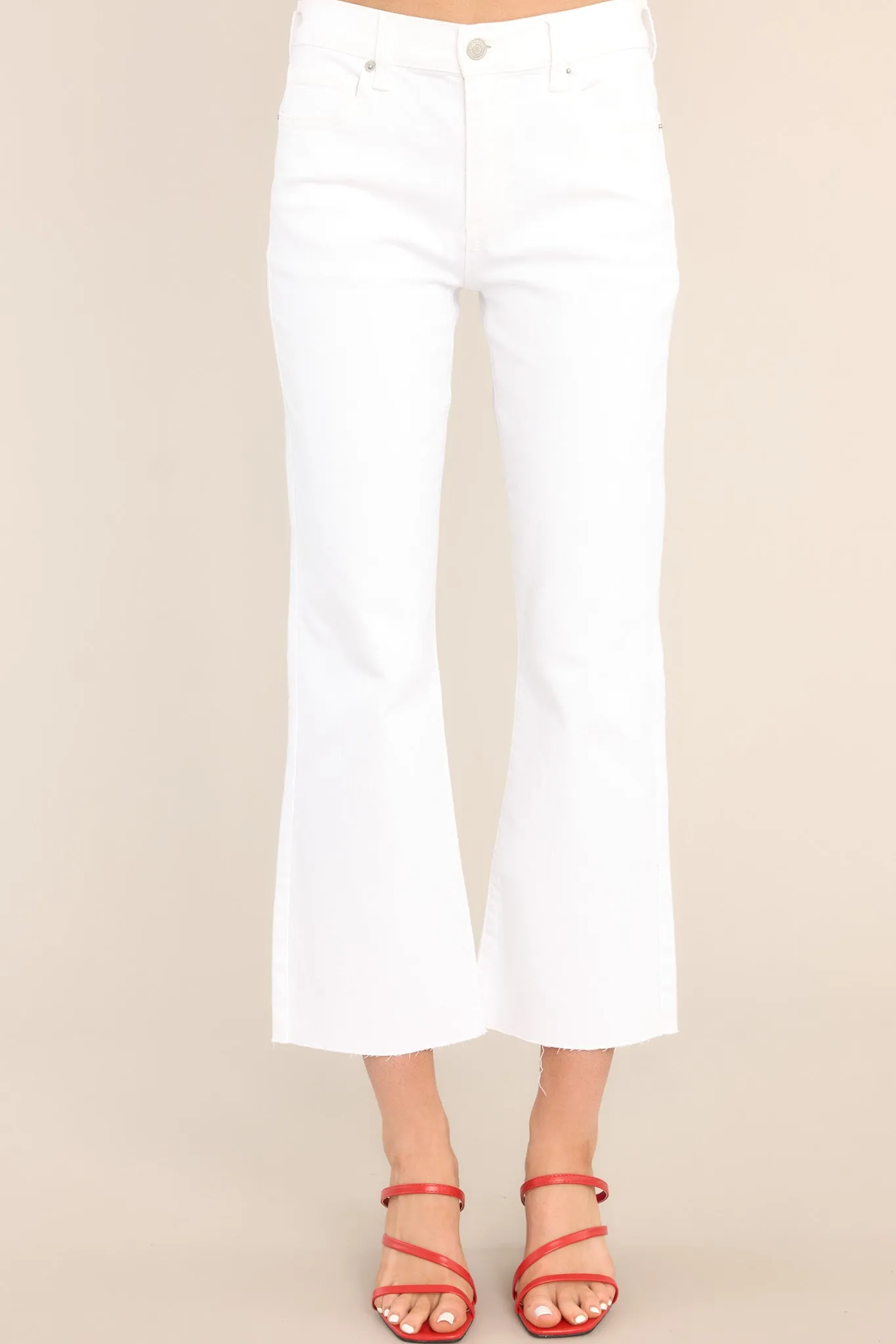 Into It White Cropped Flare Jeans