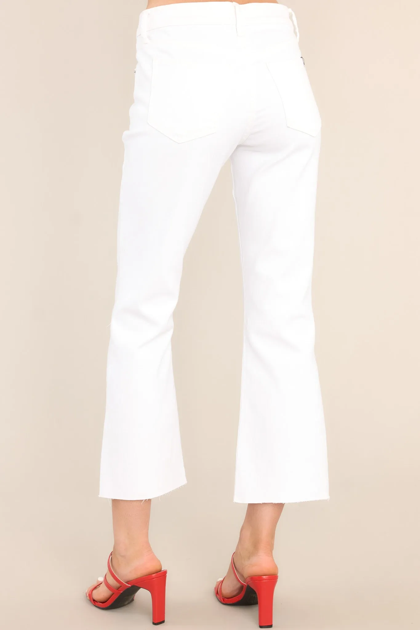 Into It White Cropped Flare Jeans