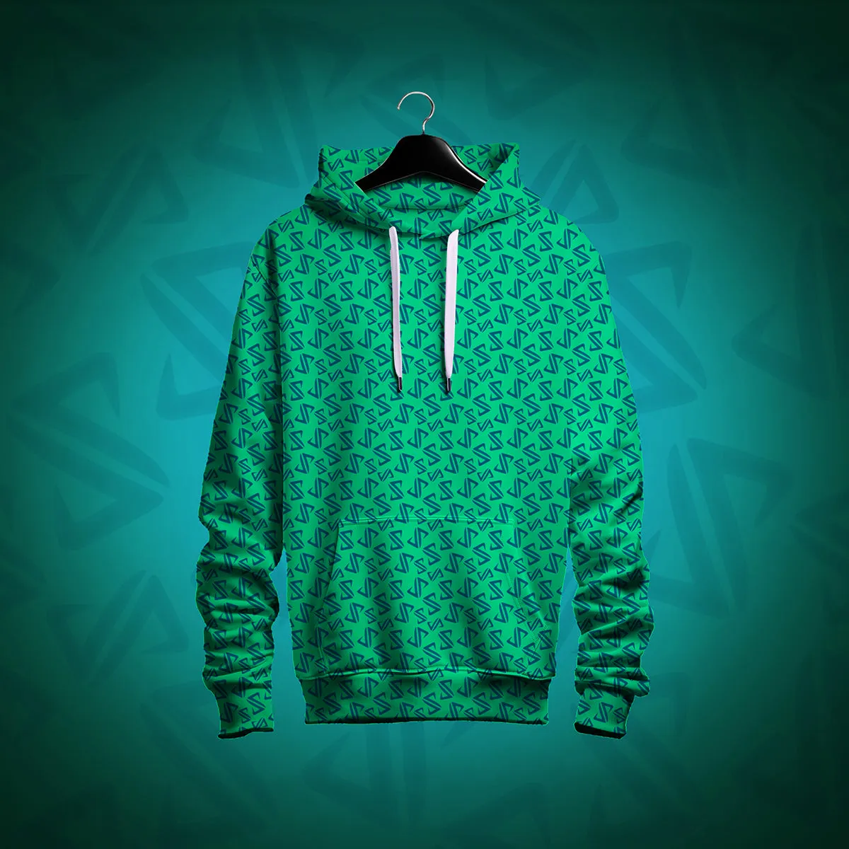 Jason Paige Teal Logo Pattern Hoodie