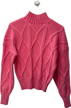 J.crew Bubblegum Pink Cable Knit Chunky Mock Turtleneck Sweater UK M