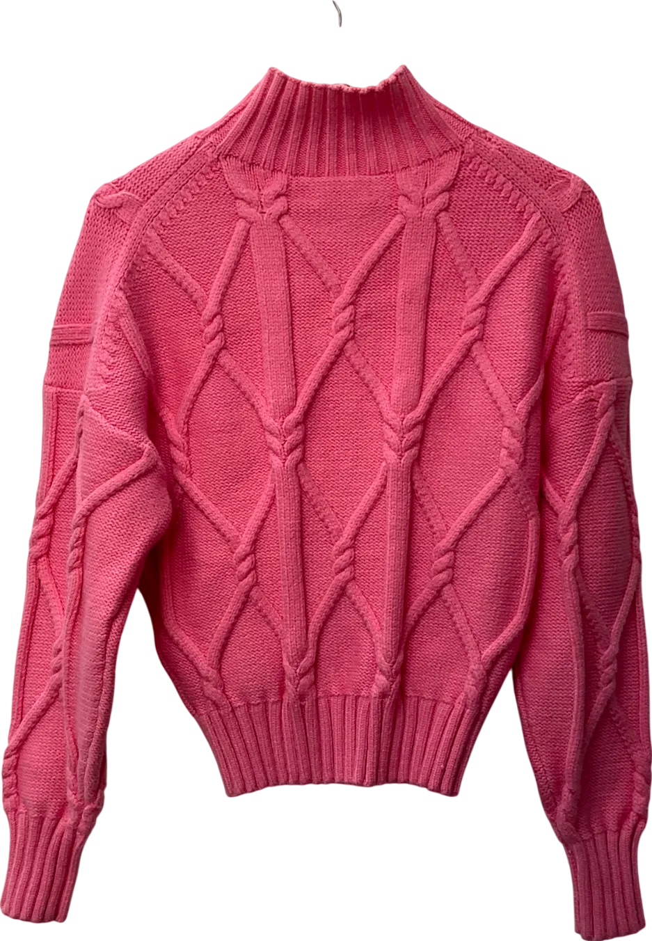 J.crew Bubblegum Pink Cable Knit Chunky Mock Turtleneck Sweater UK M