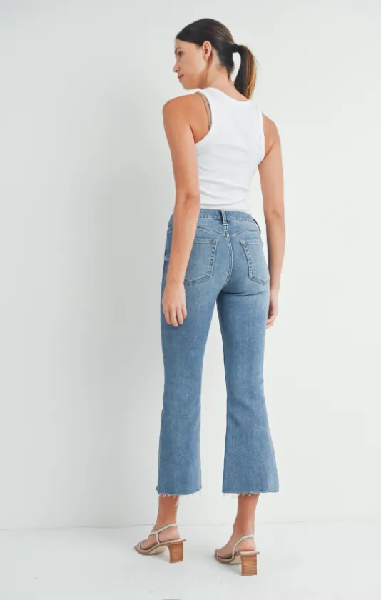 Just USA Jeans Stretchy Cropped Flare Jean - Medium Denim