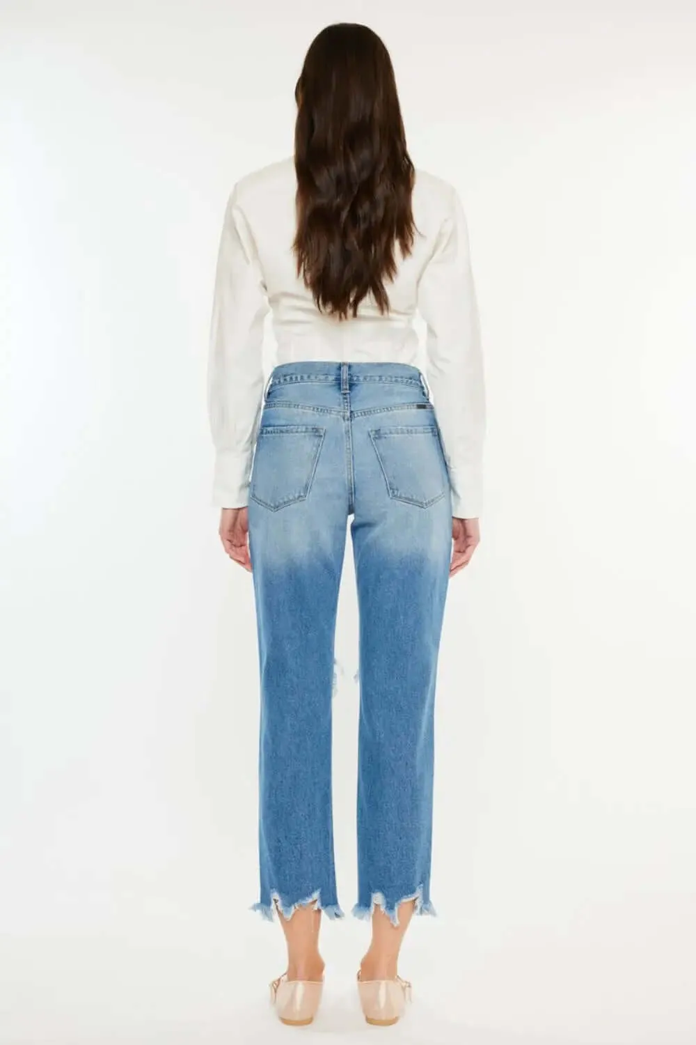 Kancan Distressed Jeans - Frayed Hem Cropped