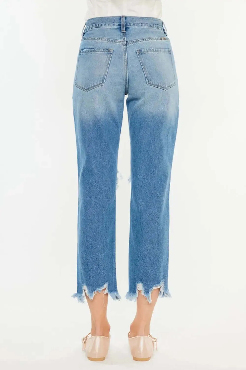 Kancan Distressed Jeans - Frayed Hem Cropped