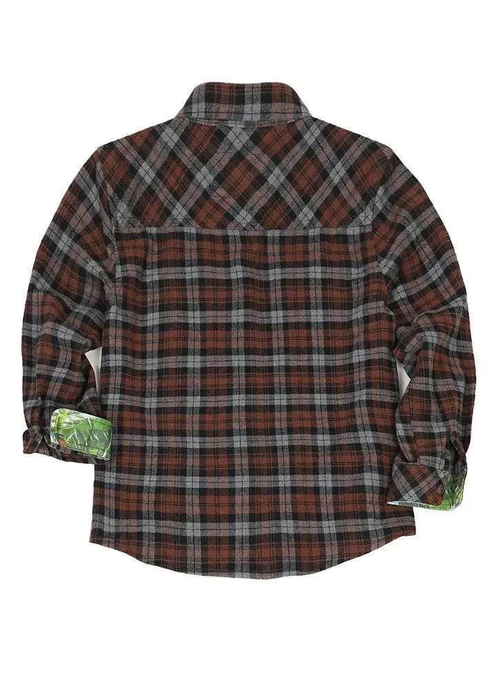 Kids Wildlife Adventure Flannel Plaid Shirt