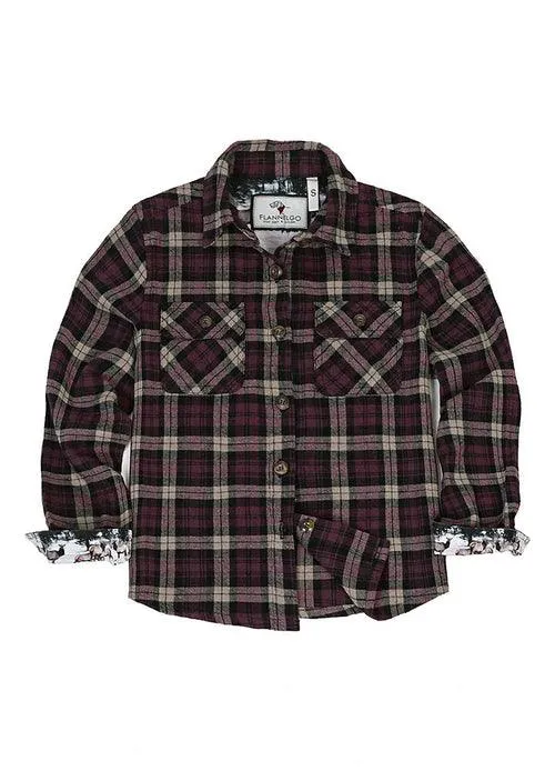 Kids Wildlife Adventure Flannel Plaid Shirt