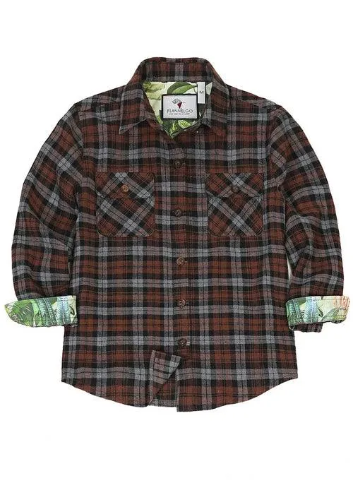 Kids Wildlife Adventure Flannel Plaid Shirt