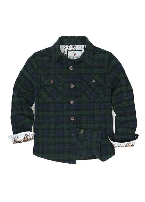 Kids Wildlife Adventure Flannel Plaid Shirt