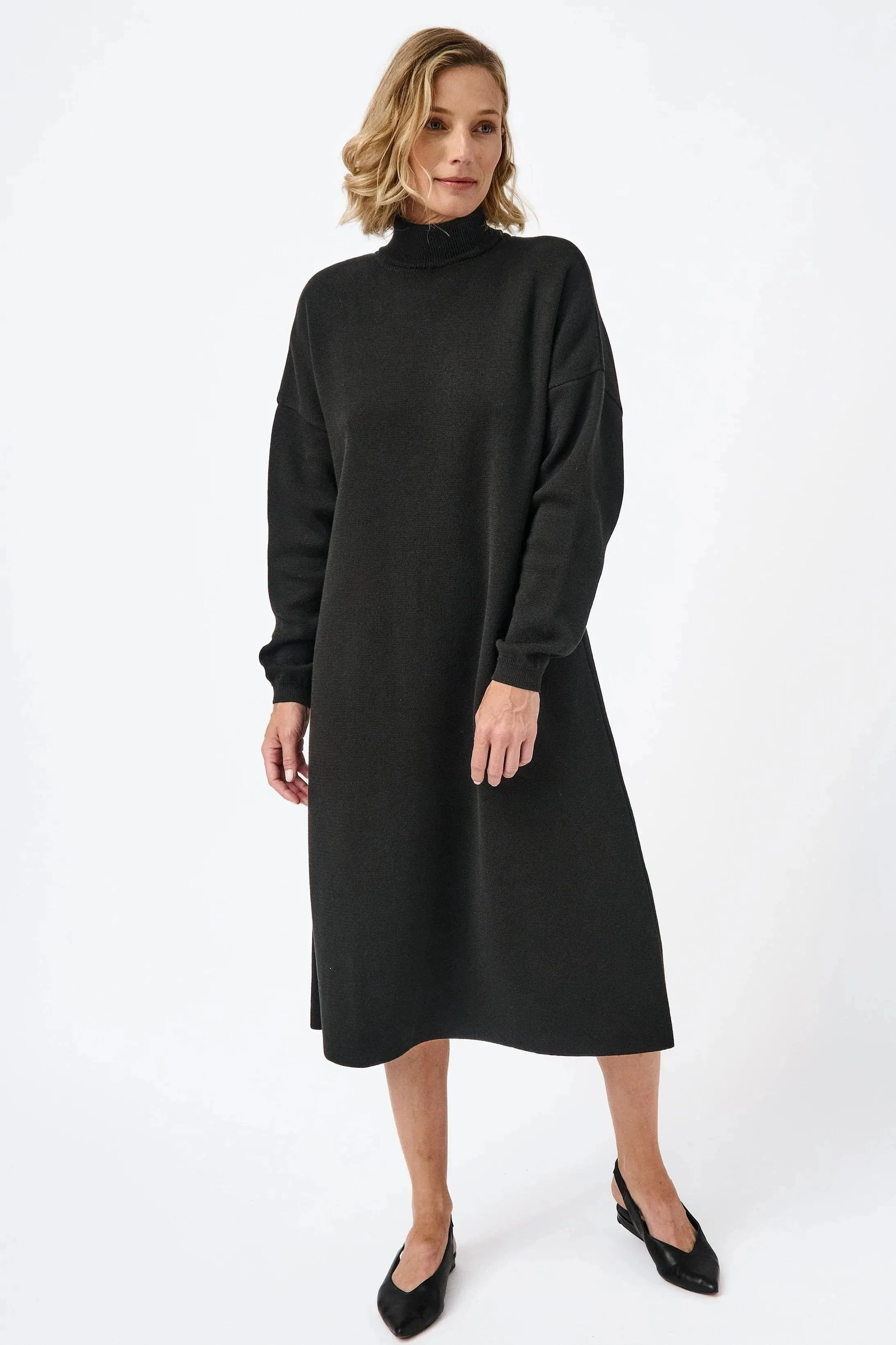 Knitted Organic Cotton Turtleneck Dress | Multiple Colours