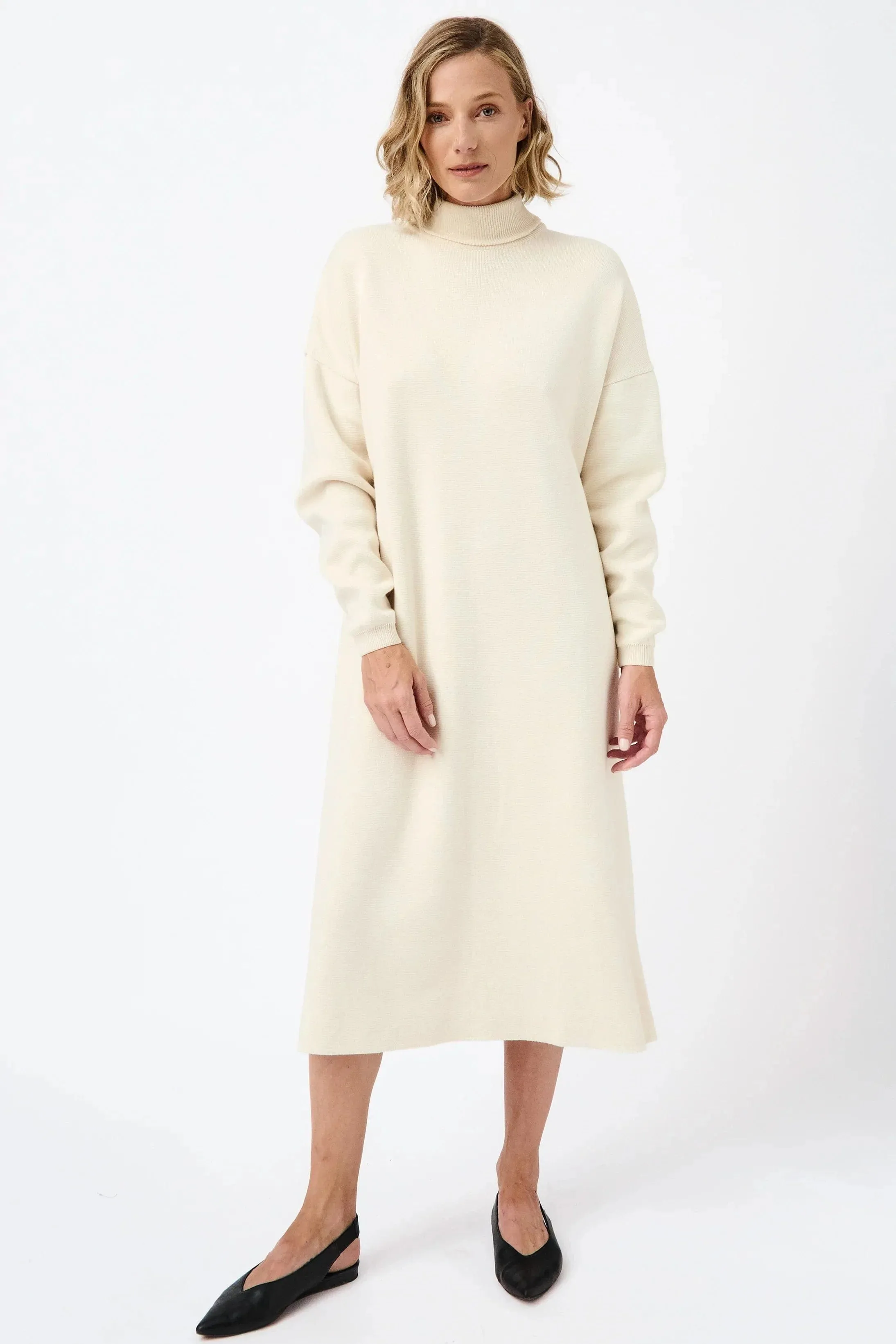 Knitted Organic Cotton Turtleneck Dress | Multiple Colours