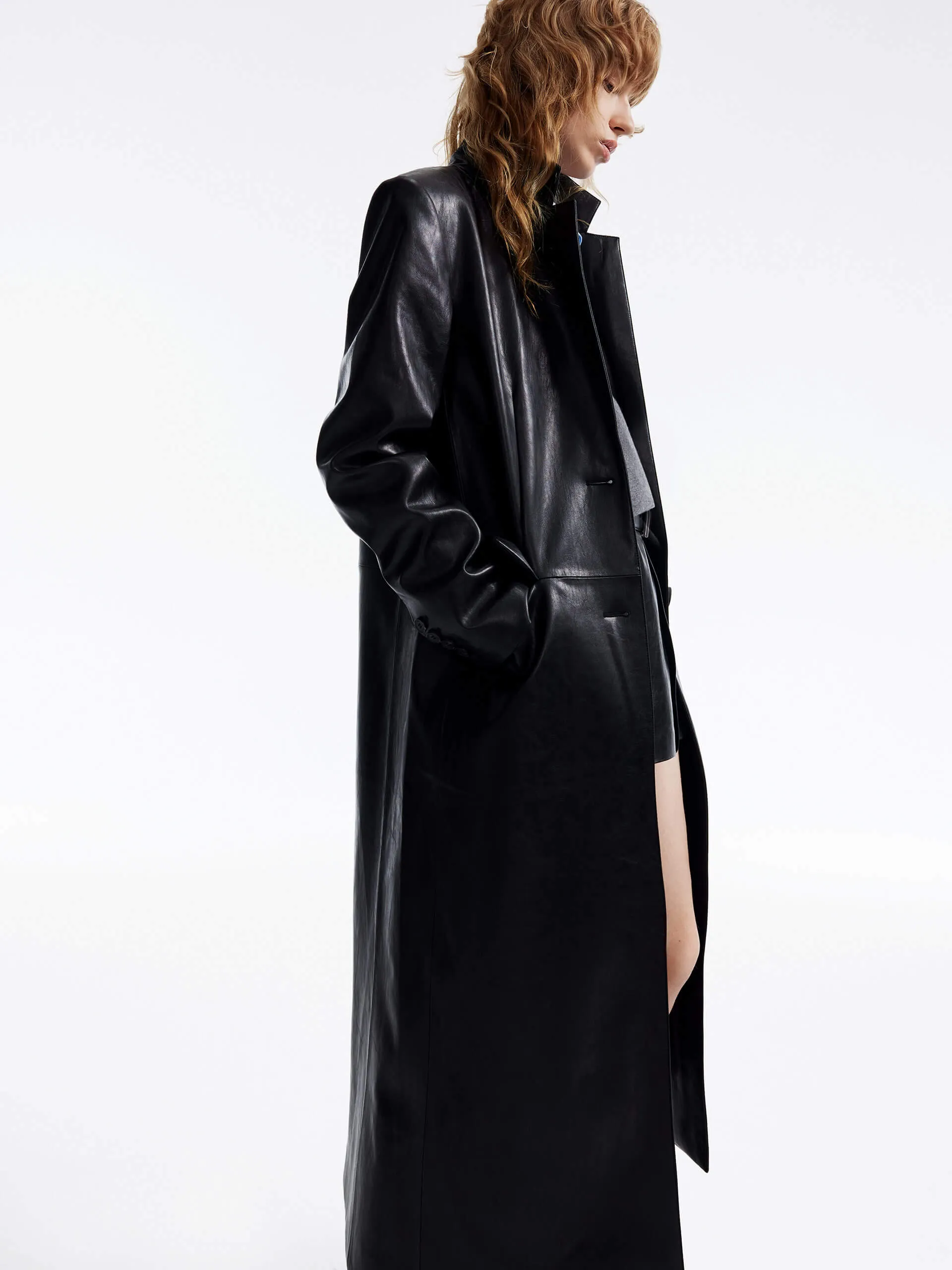 Long Line Leather Coat