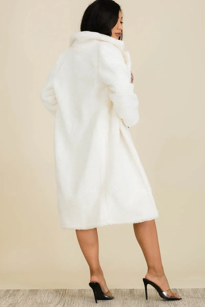 Long Teddy Oversize Coat - Women