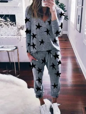 Loose Casual Top Pants Knitted Suit