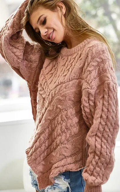 Loose Fit Twist Knitted Sweater