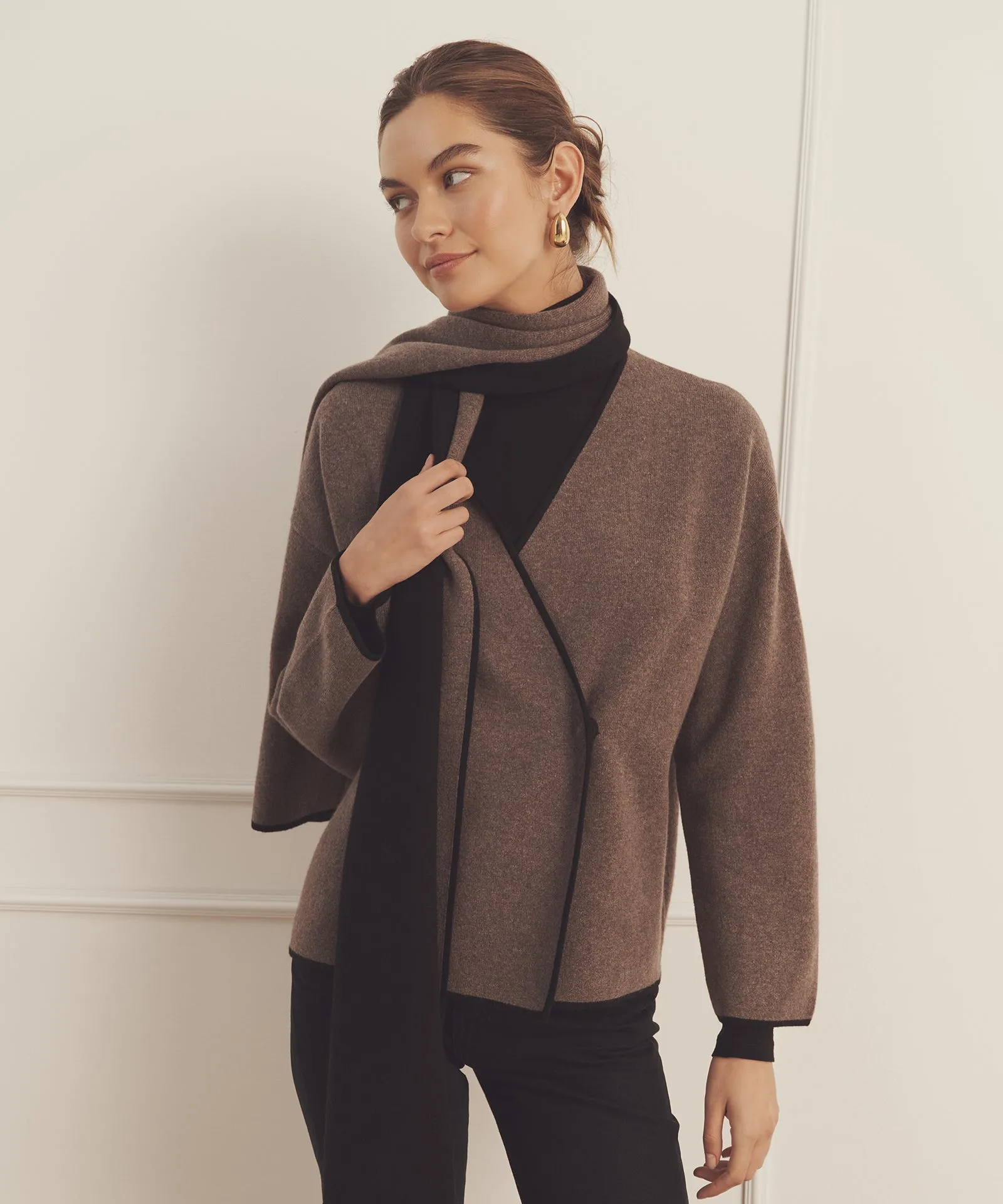 Luxe Cashmere Sweater Jacket with Scarf