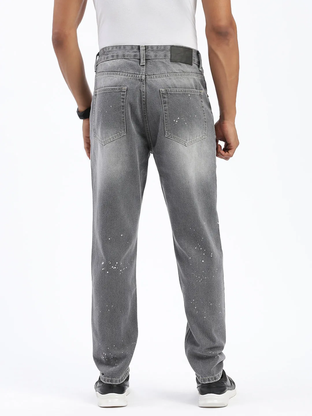 Men Grey Regular Fit Cropped Jeans