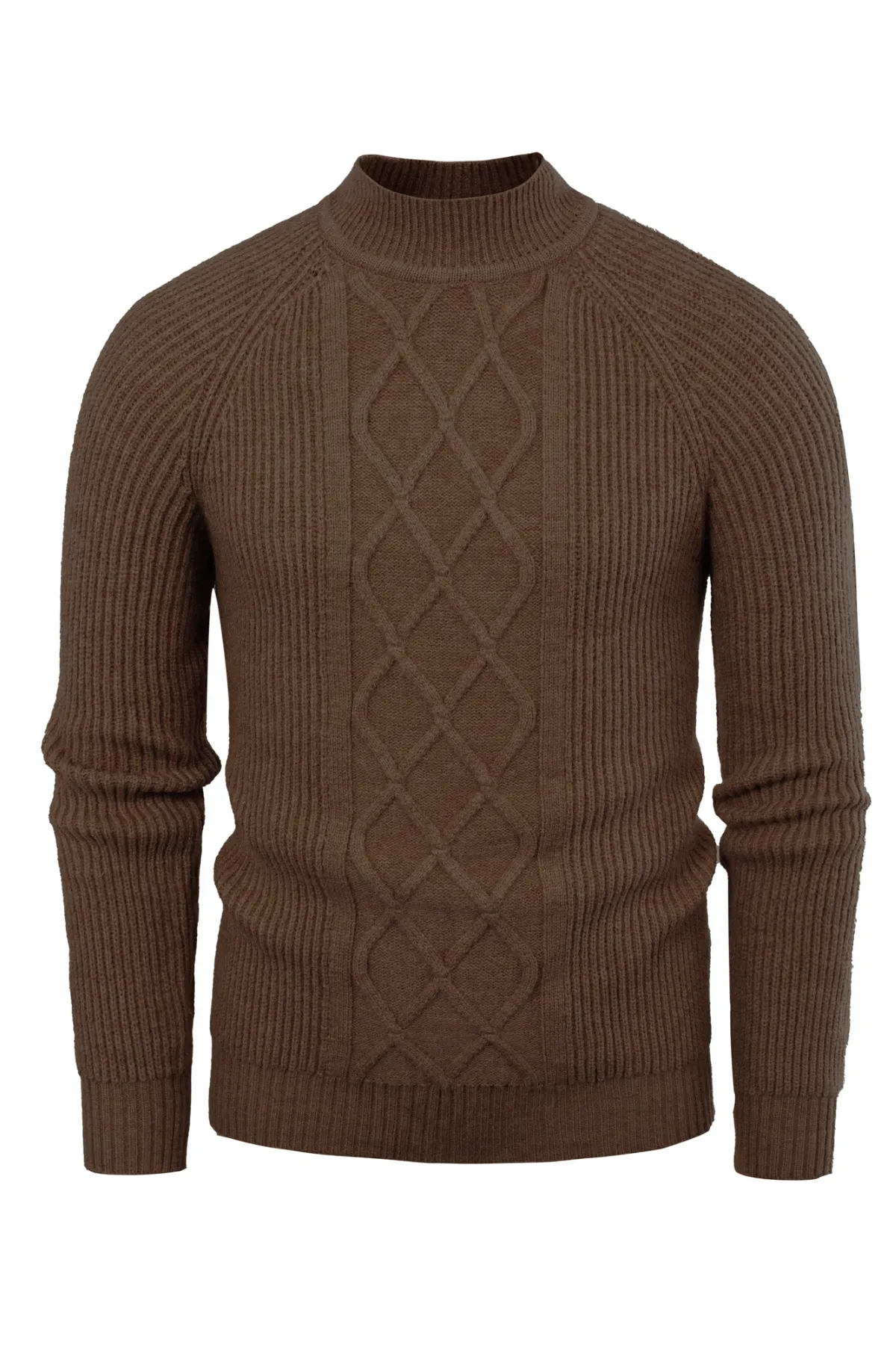 Men's Mock Neck Sweaters Casual Cable Twisted Knitted Pullover Sweaters