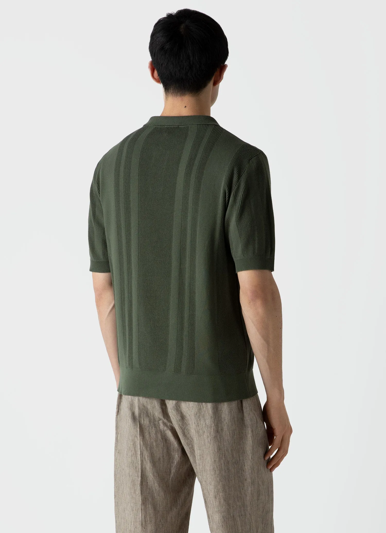 Men's Rib Knit Polo Shirt in Hunter Green