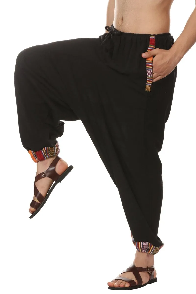 Men's Tribal Harem | Black | Fits Waist Sizes 28 to 36 Inches