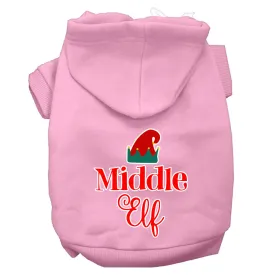 Middle Elf Screen Print Dog Hoodie Light Pink Xxxl