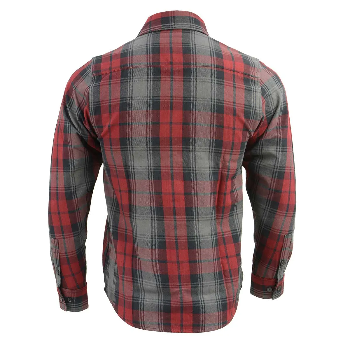 Milwaukee Leather MNG11652 Men's Black Grey and Red Long Sleeve Cotton Flannel Shirt