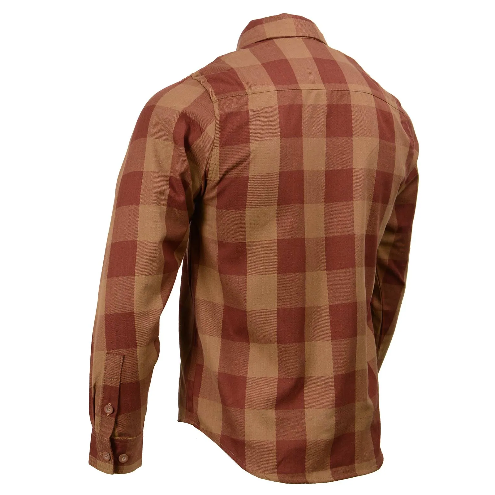 Milwaukee Leather MNG11653 Men's Brown and Beige Long Sleeve Cotton Flannel Shirt