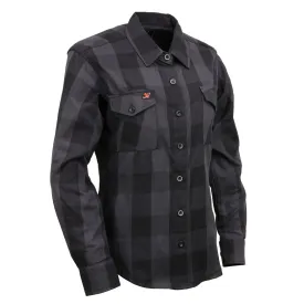 Milwaukee Leather MNG21608 Women's Casual Dark Gray and Black Long Sleeve Cotton Casual Flannel Shirt