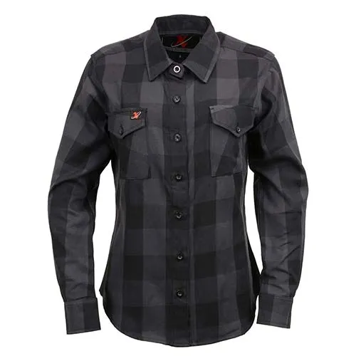 Milwaukee Leather MNG21608 Women's Casual Dark Gray and Black Long Sleeve Cotton Casual Flannel Shirt