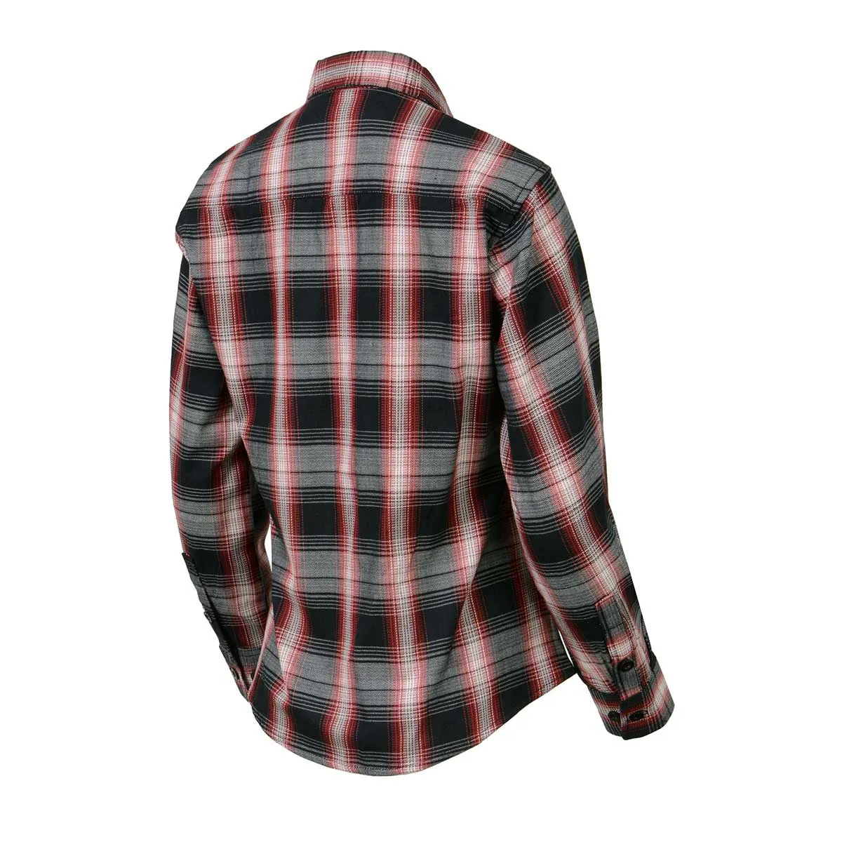 Milwaukee Leather MNG21613 Women's Black and Red with White Long Sleeve Cotton Flannel Shirt