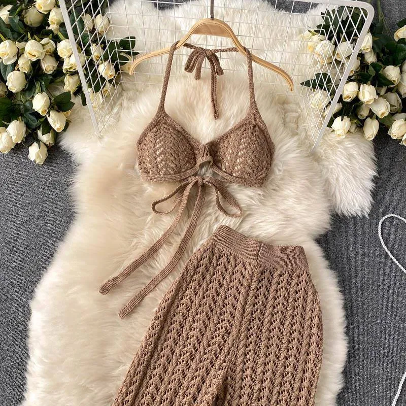 Nelia Knitted Solid Pants Set