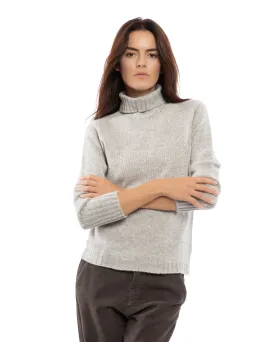 NEW FALL 24 - Women's Classic Cashmere Turtleneck Sweater Light Gray