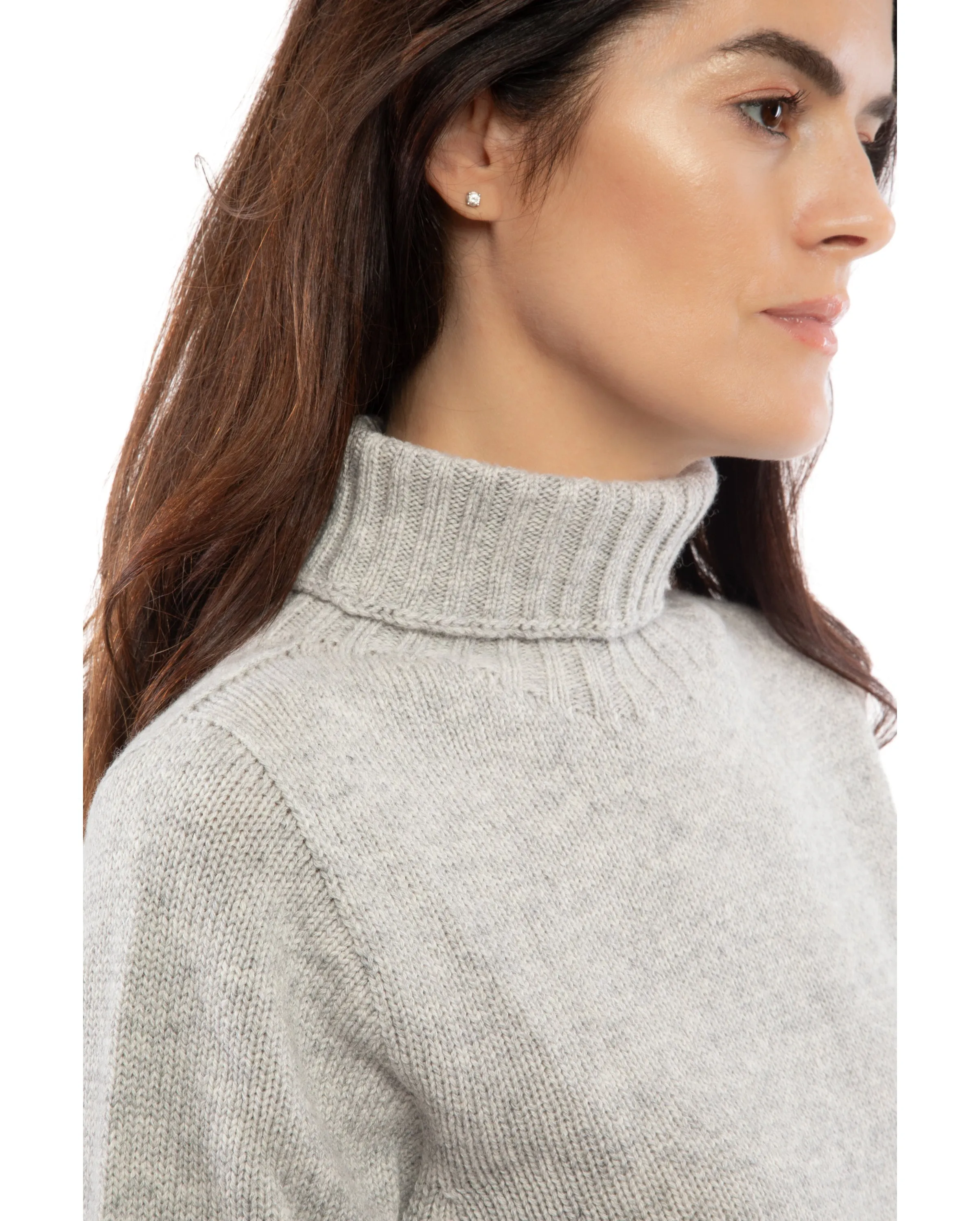 NEW FALL 24 - Women's Classic Cashmere Turtleneck Sweater Light Gray