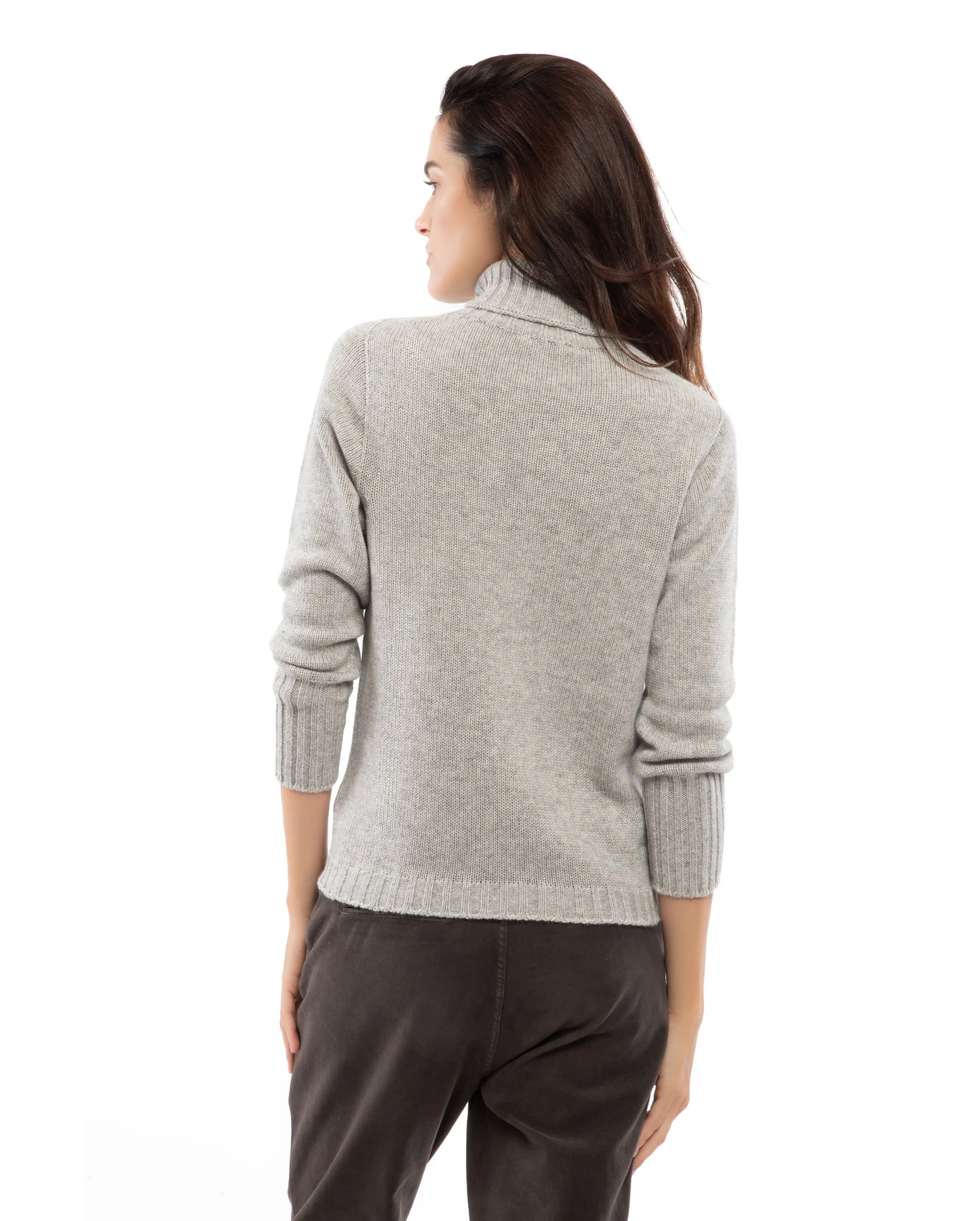 NEW FALL 24 - Women's Classic Cashmere Turtleneck Sweater Light Gray