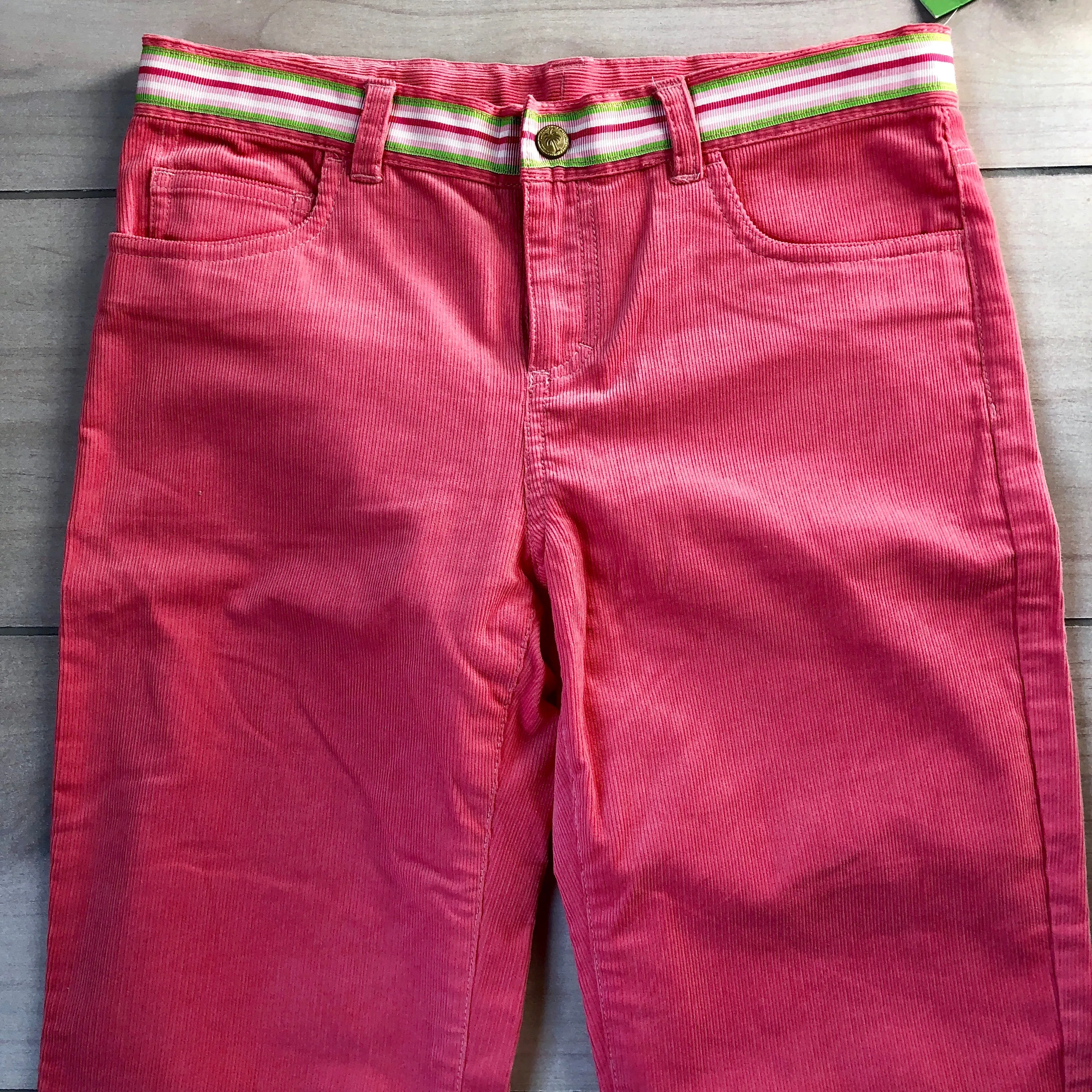 NEW Lilly Pulitzer Pink Corduroy Elastic Waist Tab Pants