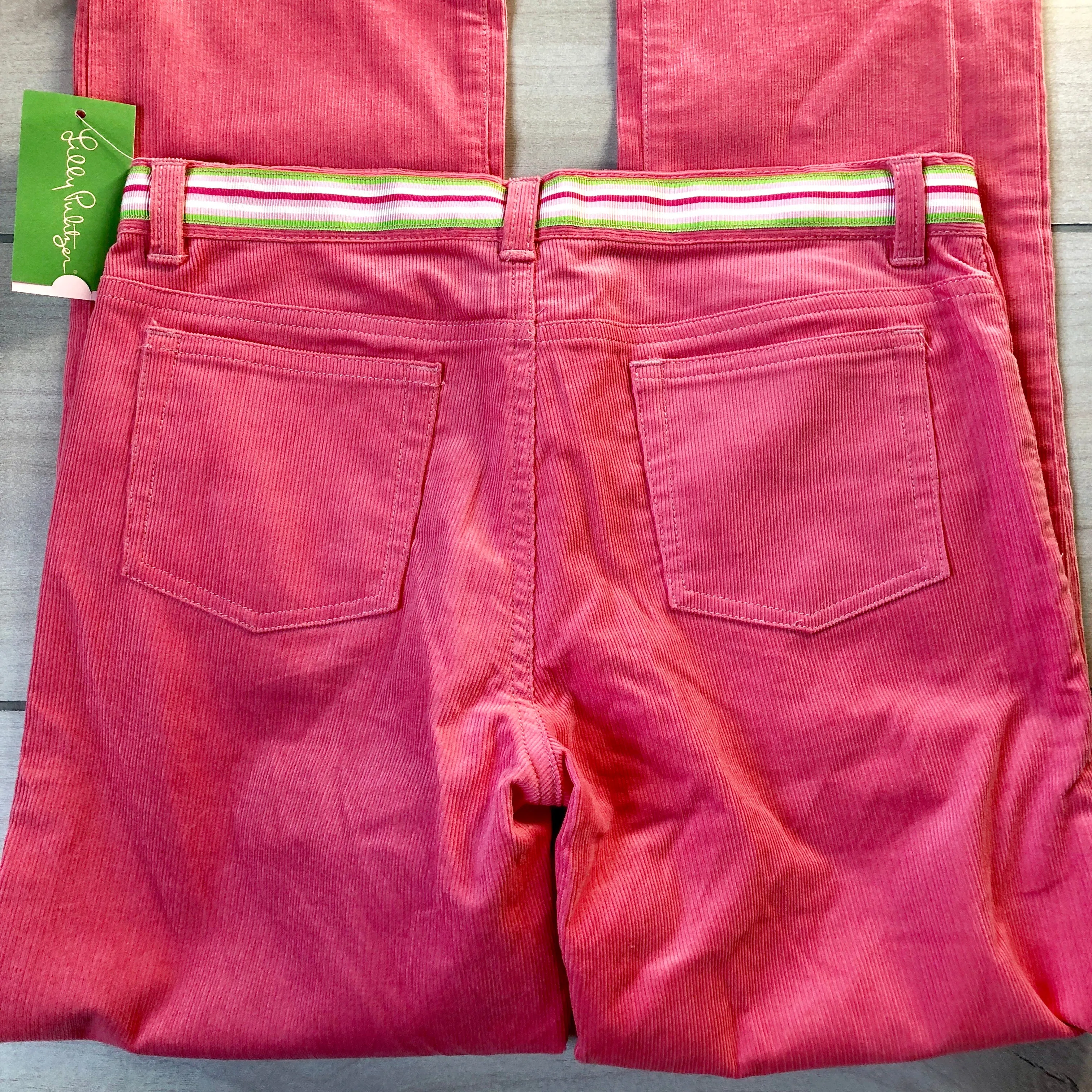 NEW Lilly Pulitzer Pink Corduroy Elastic Waist Tab Pants