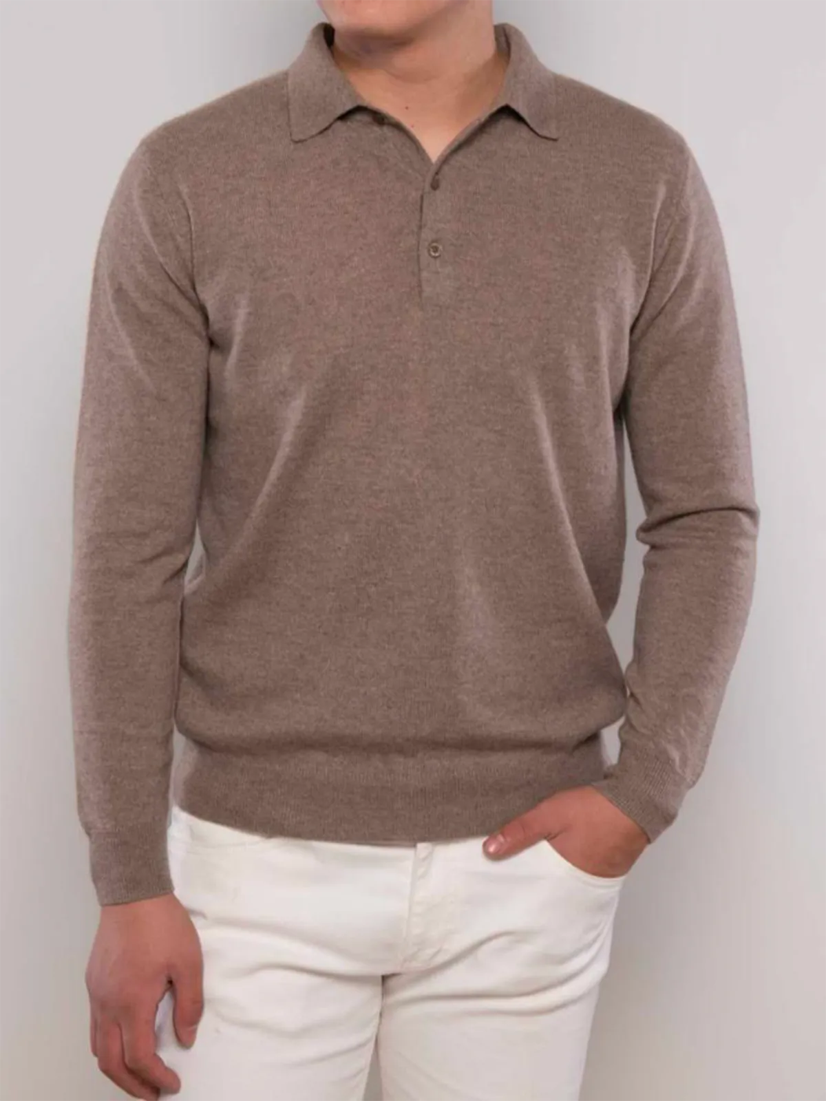 Pure Cashmere Half Buttondown Polo