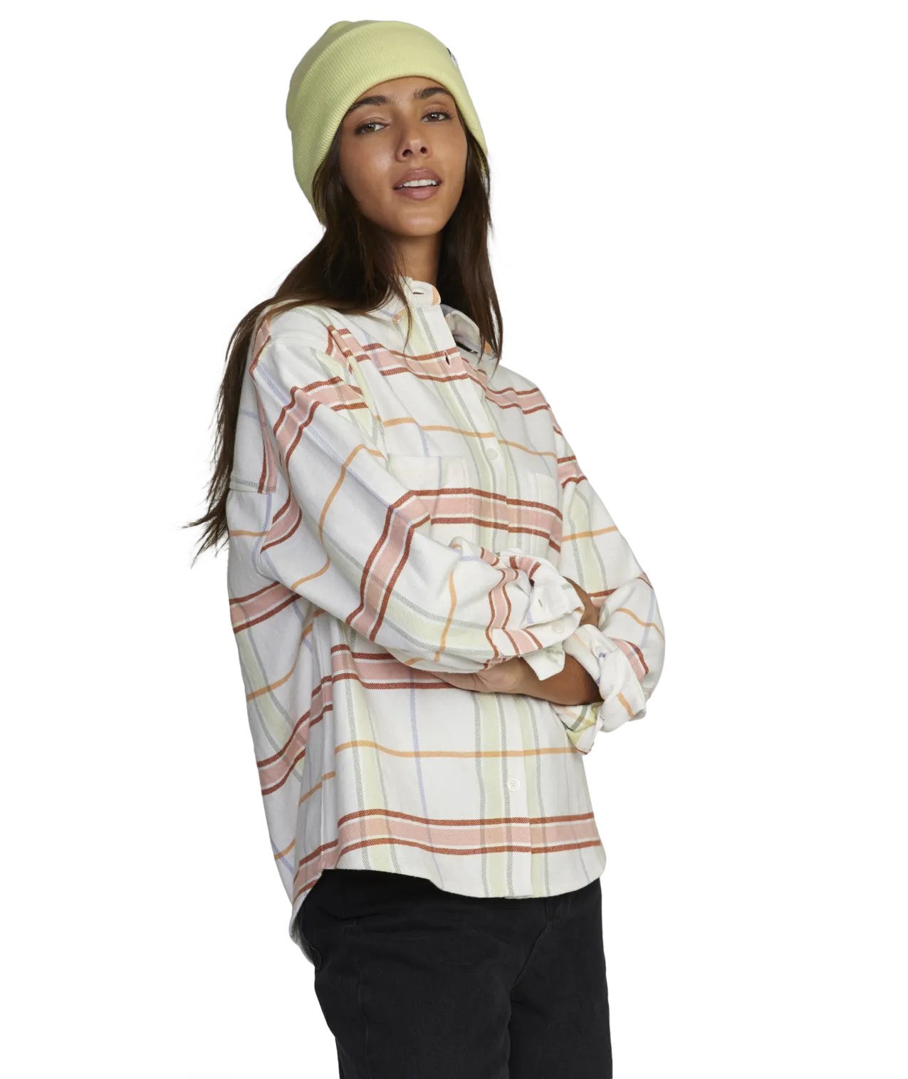 RVCA Rush Flannel L/S Shirt-Whisper White