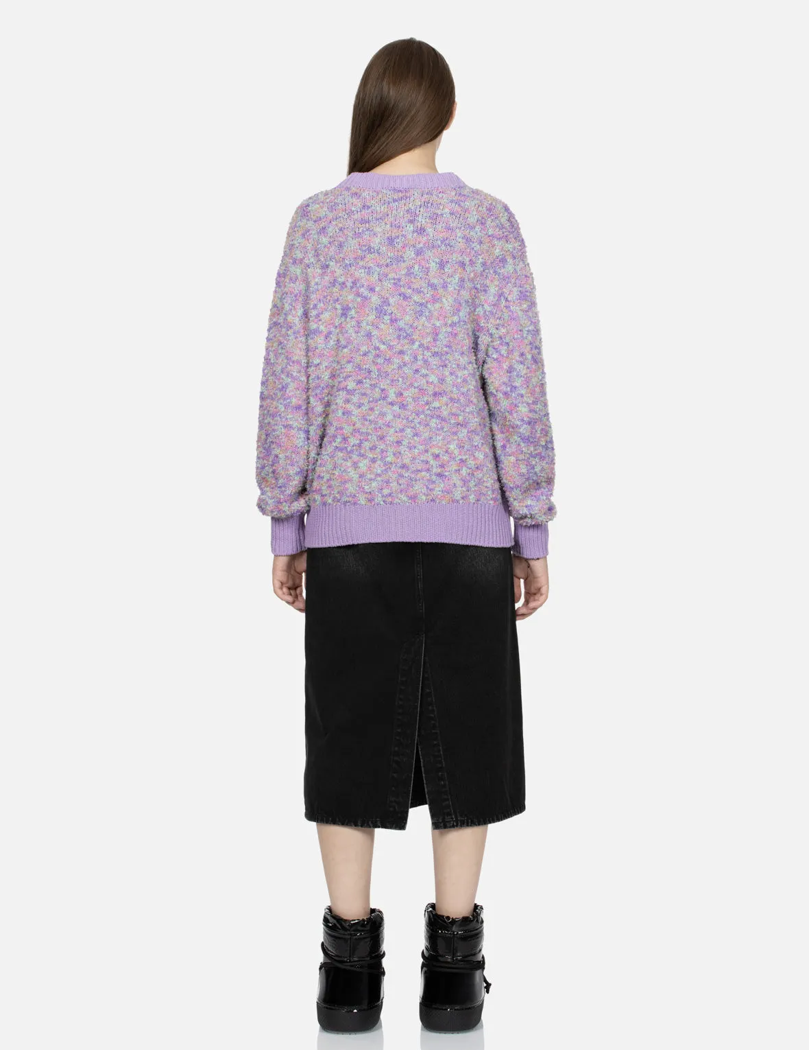 Seagull Embroidery Multi-color Cropped Cardigan