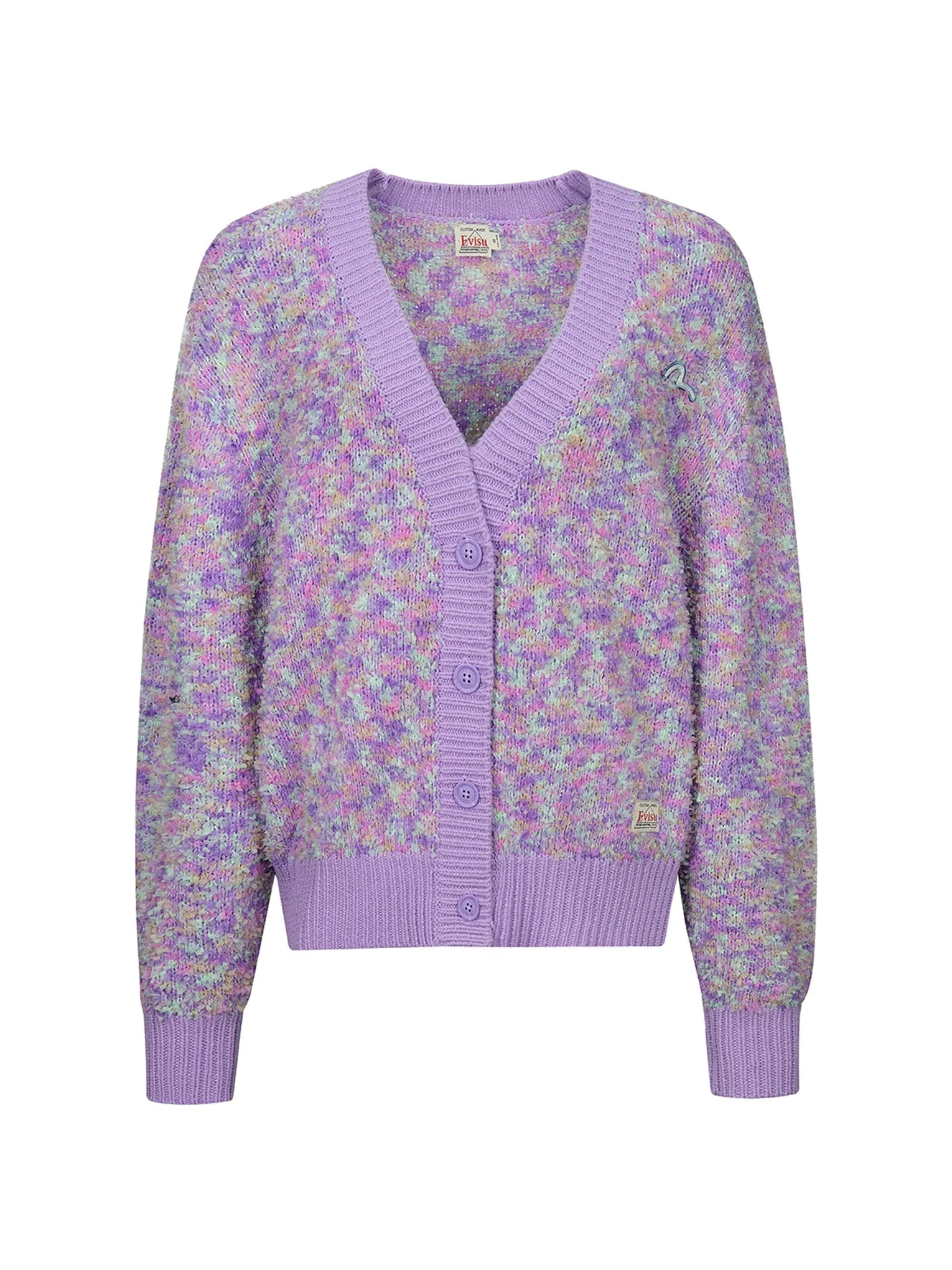 Seagull Embroidery Multi-color Cropped Cardigan