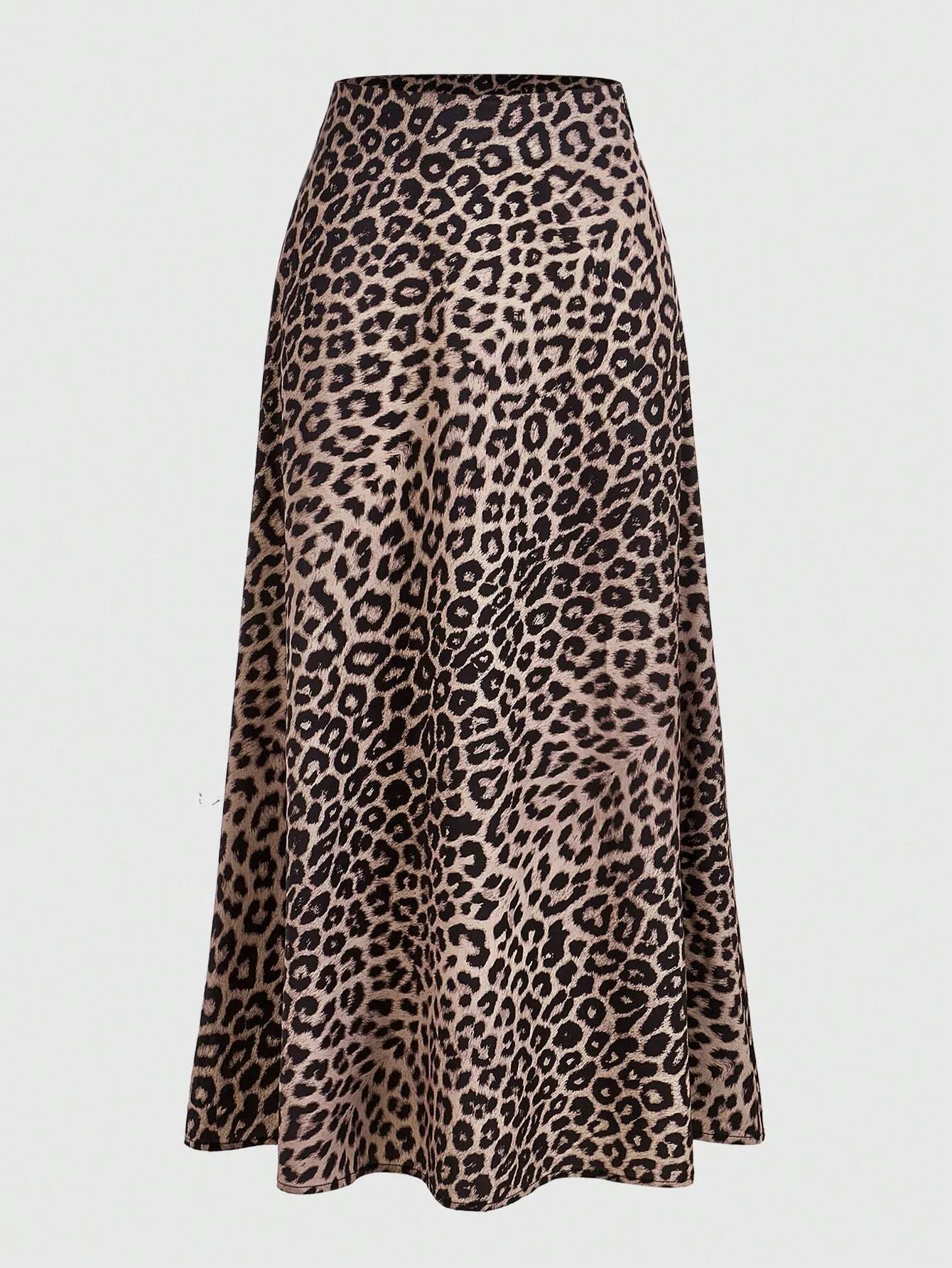 SHEIN Firerie Women's Elegant Leopard Print High Waist Satin Skirt