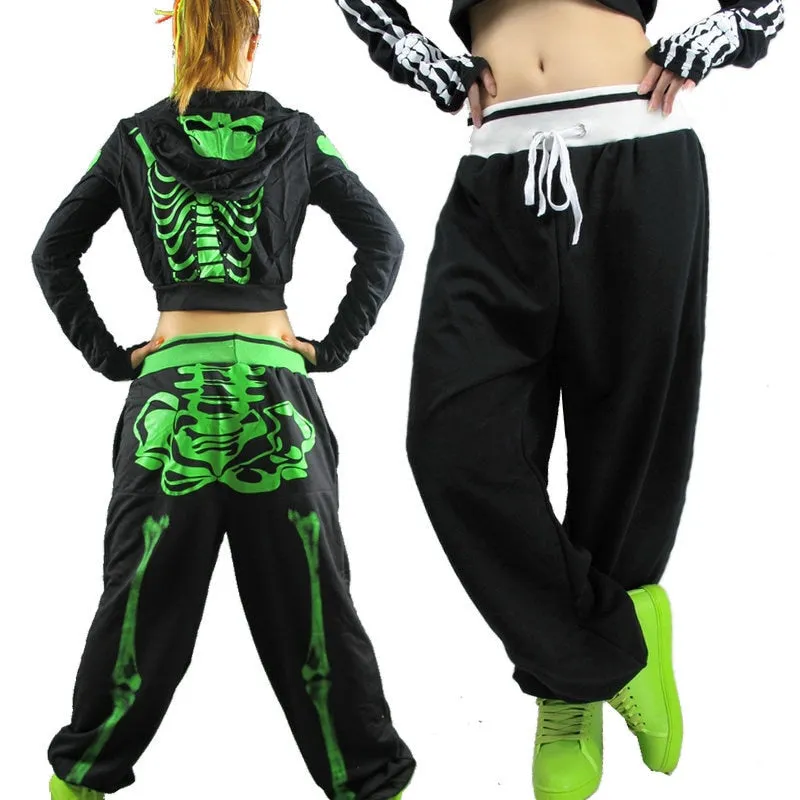 Skeleton Printed Hip Hop Dance Loose Harem Pants