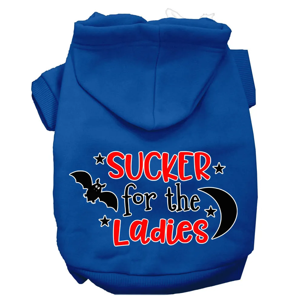 Sucker For The Ladies Screen Print Dog Hoodie Blue Xl