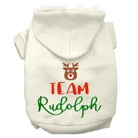 Team Rudolph Screen Print Dog Hoodie Cream M