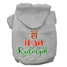 Team Rudolph Screen Print Dog Hoodie Grey Xxl