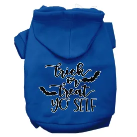 Trick Or Treat Yo' Self Screen Print Dog Hoodie Blue L