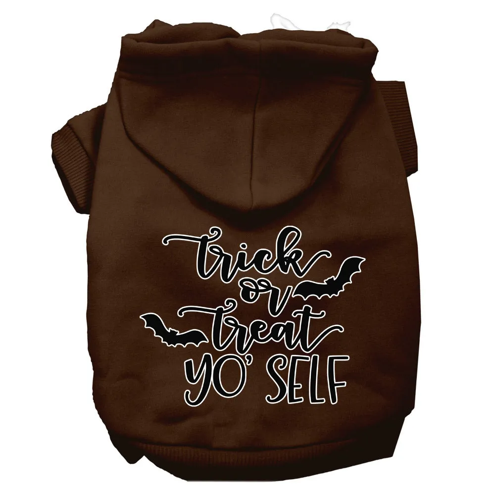 Trick Or Treat Yo' Self Screen Print Dog Hoodie Brown Xxxl