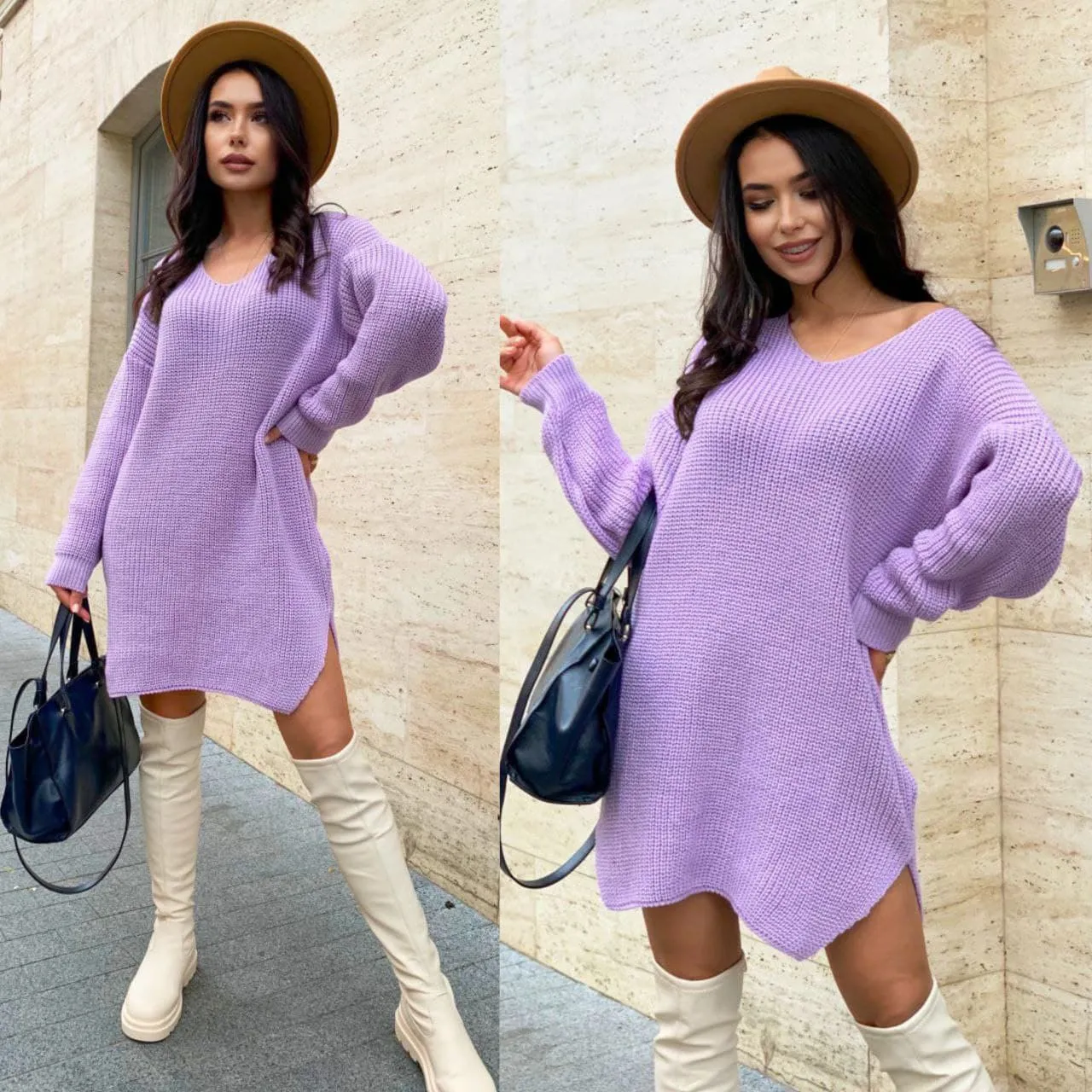 Tunic Dress Oversized XS-L Knitted Casual Wear Fashion 2023