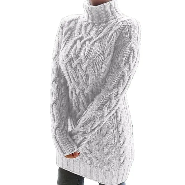 Turtleneck Twist Knitted Sweater Dress