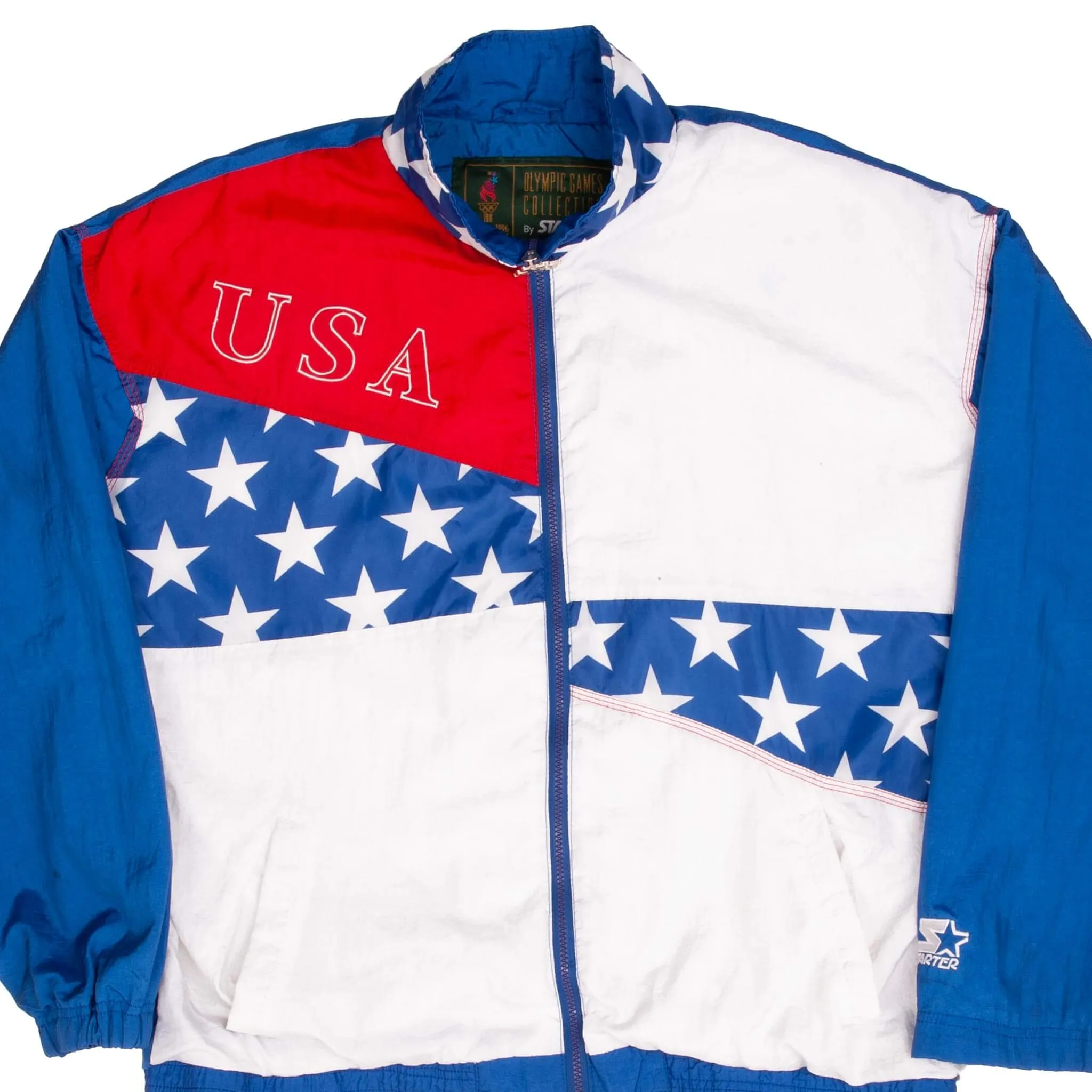 VINTAGE ATLANTA OLYMPIC GAMES 1996 TEAM USA STARTER WINDBREAKER JACKET SZE LARGE